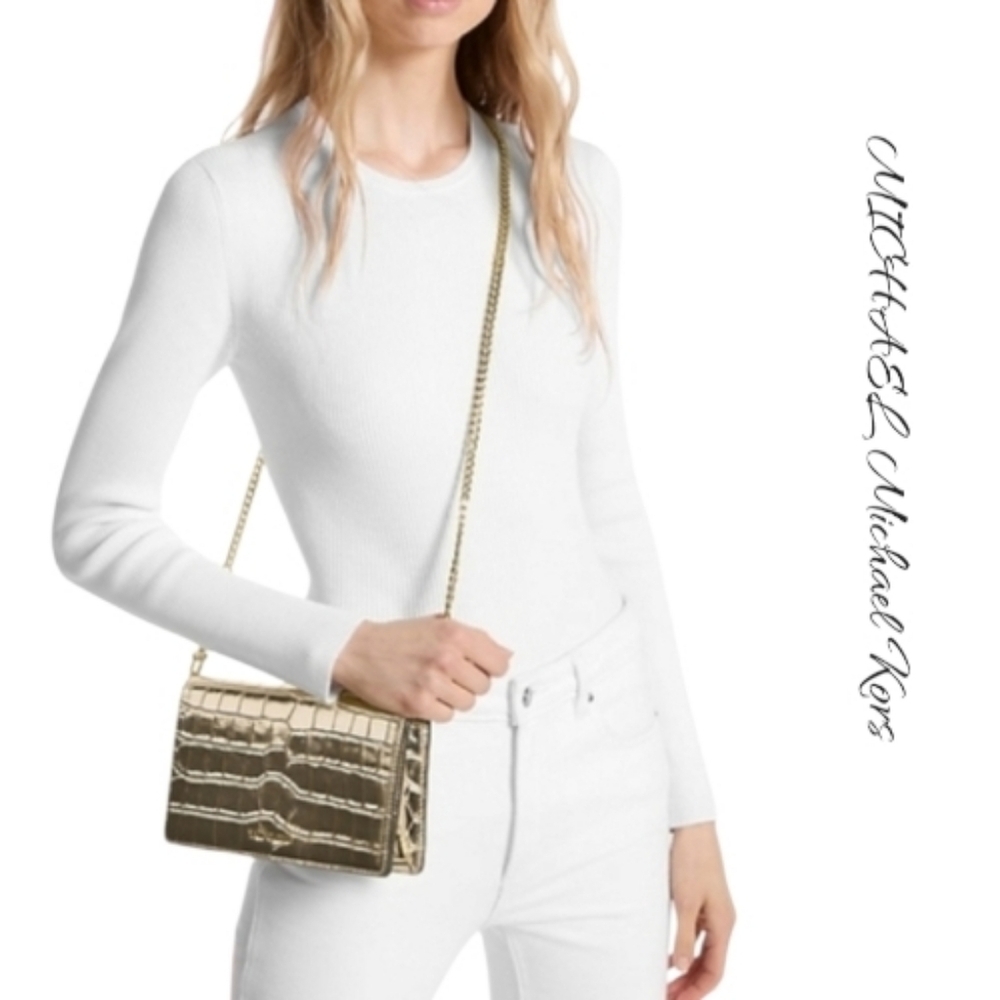 NWT MICHAEL Michael Kors Crocodile Embossed Leather Crossbody Bag